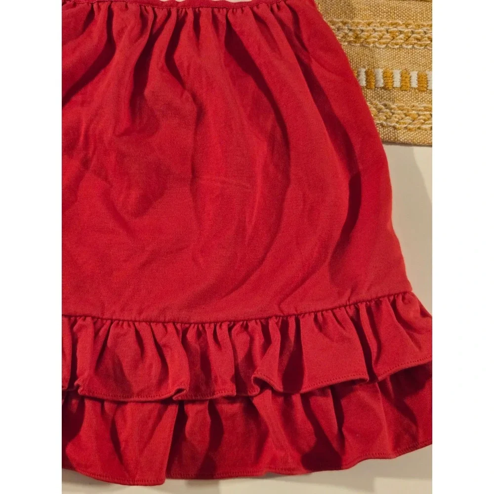 Janie and Jack Red Ruffle Dress Gold Button Sailor Stripe Kids Size 6‎